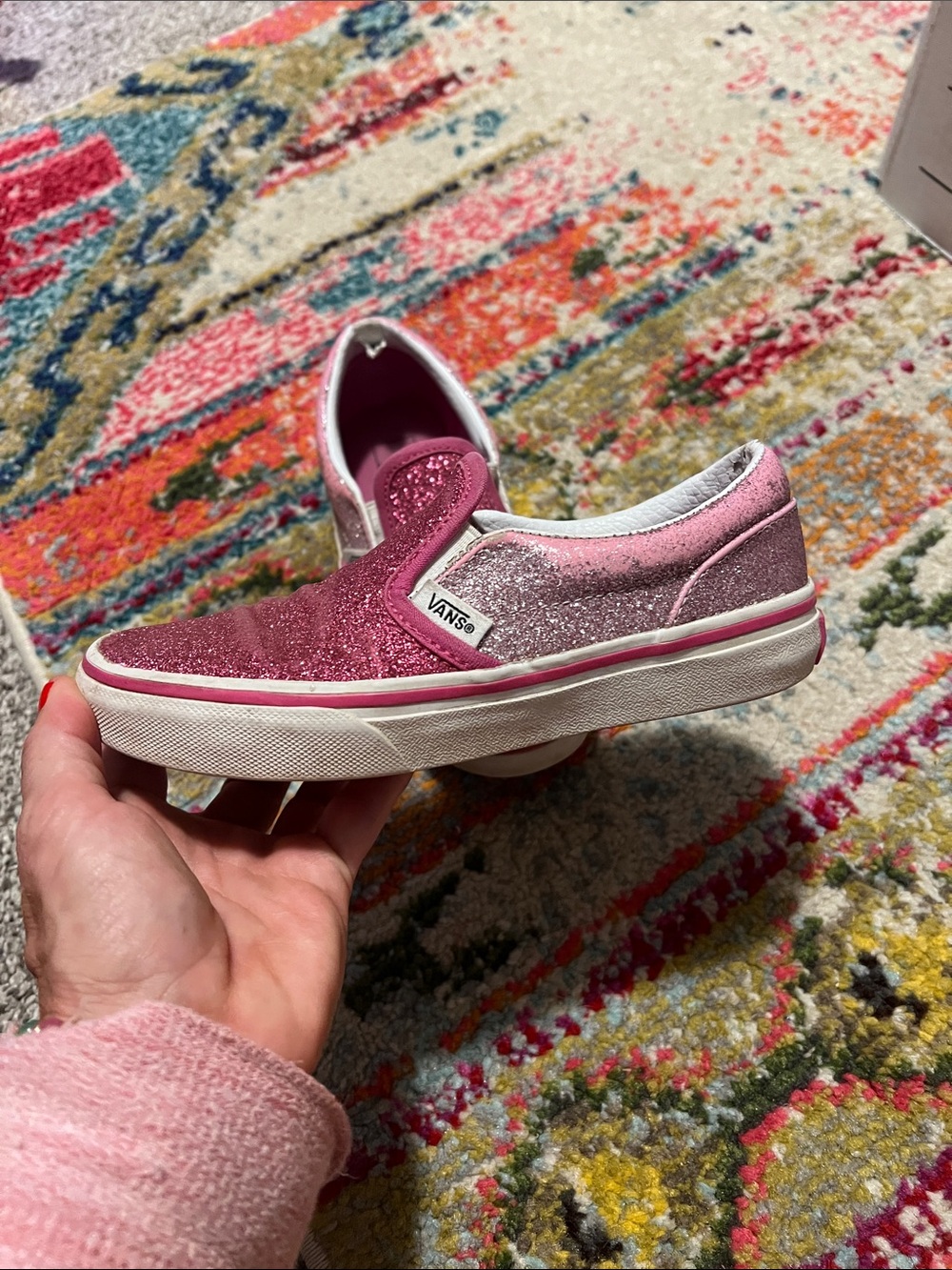 Pink sparkle Vans, size 13.5